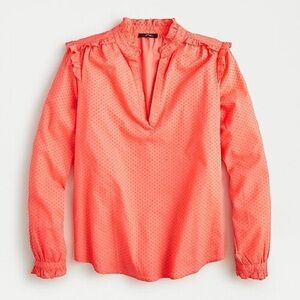 J CREW RUFFLE-TRIM V-NECK POPOVER IN CLIP DOT
WILDFLOWER PINK